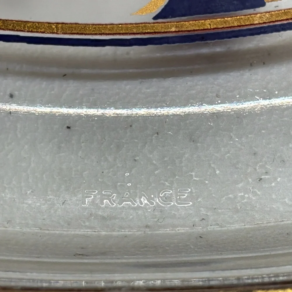 Vintage 1960s Culver Imari Glass Platter Tray MCM 12 Inch Signed